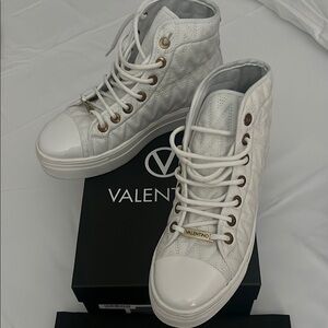 Valentino White Sneakers High-Top Minimalist Design